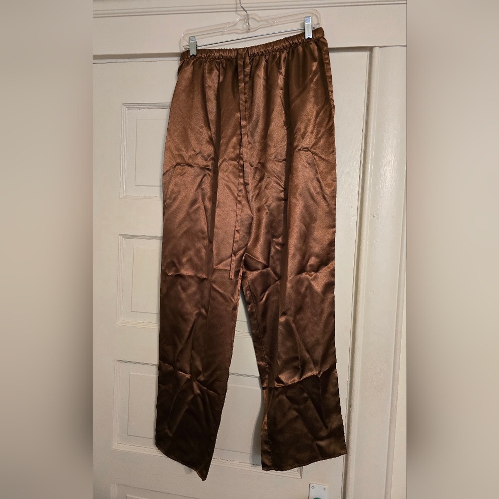 Women's Brown Satin PJ Pants